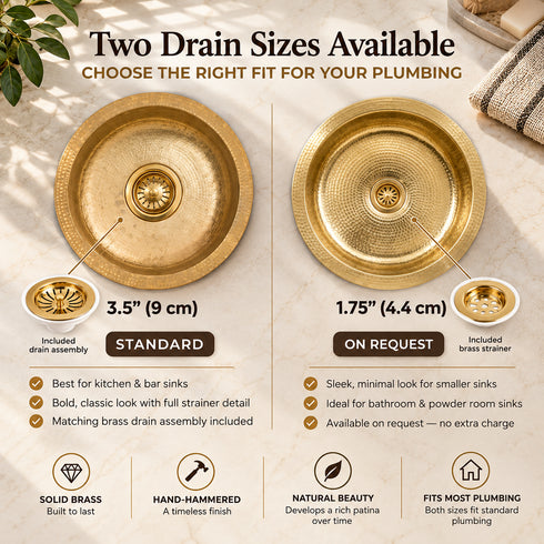 Hand-Hammered Solid Brass Round Sink – Moroccan Artisan Basin