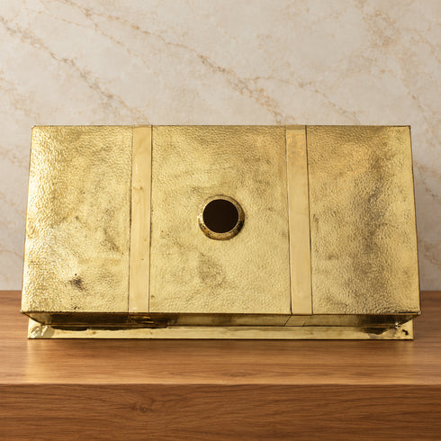 Hand-Hammered Unlacquered Brass Farmhouse Kitchen Sink – Rectangular Single Basin