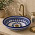 Hand-Painted Moroccan Ceramic Vessel Sink – Blue & White Oval Wash Basin