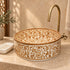 Hand-Painted Moroccan Ceramic Vessel Sink – Brown Floral Arabesque Design