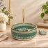Hand-Painted Moroccan Ceramic Vessel Sink – Green & Brass