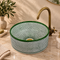 Hand-Painted Moroccan Ceramic Vessel Sink – Green Geometric Design