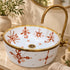 Hand-Painted Moroccan Ceramic Vessel Sink – Terracotta Berber Motif with Brass Rim