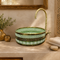 Hand-Painted Moroccan Ceramic Vessel Sink with Antique Brass Rim