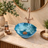 Handcrafted Blue Ceramic Vessel Sink with Hammered Copper Faucet