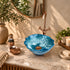 Handcrafted Blue Ceramic Vessel Sink with Hammered Copper Faucet