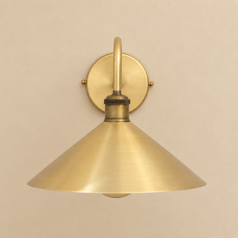 Handcrafted Brass Gooseneck Wall Sconce – Vintage Cone Shade Light