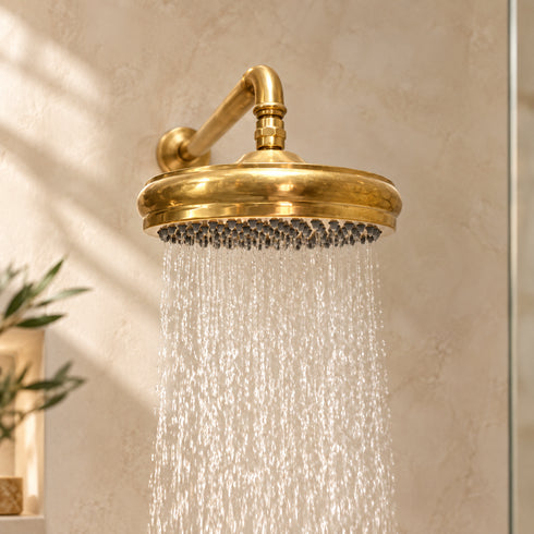 Handcrafted Brass Shower System with Rainfall Head & Handheld Wand