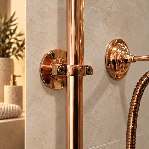 Handcrafted Copper Rain Shower System with Handheld Shower