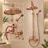 Handcrafted Copper Rain Shower System with Handheld Shower