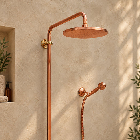 Handcrafted Copper Rain Shower with Vintage Bell Shower Head