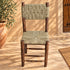 Handcrafted Dark Wood Dining Chair with Woven Natural Fiber Seat & Backrest – Rustic Moroccan Boho Chair