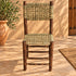 Handcrafted Dark Wood Dining Chair with Woven Seagrass Seat & Backrest – Rustic Moroccan Boho Chair