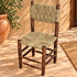 Handcrafted Dark Wood Dining Chair with Woven Natural Fiber Seat & Backrest – Rustic Moroccan Boho Chair