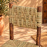 Handcrafted Dark Wood Dining Chair with Woven Natural Fiber Seat & Backrest – Rustic Moroccan Boho Chair