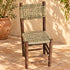 Handcrafted Dark Wood Dining Chair with Woven Seagrass Seat & Backrest – Rustic Moroccan Boho Chair