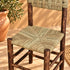 Handcrafted Dark Wood Dining Chair with Woven Natural Fiber Seat & Backrest – Rustic Moroccan Boho Chair