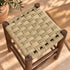 Handcrafted Dark Wood Stool with Woven Seagrass Seat – Rustic Moroccan Boho Accent Stool
