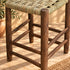 Handcrafted Dark Wood Stool with Woven Seagrass Seat – Rustic Moroccan Boho Accent Stool