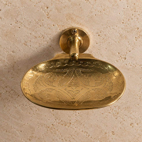 Handcrafted Engraved Brass Soap Dish – Moroccan Wall-Mounted Bathroom