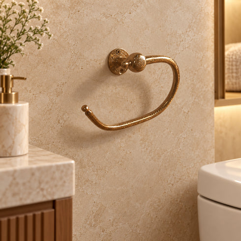 Handcrafted Engraved Brass Towel Ring – Moroccan Wall-Mounted Bathroom