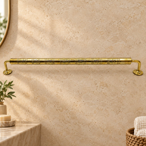 Handcrafted Engraved Solid Brass Towel Bar