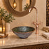 Handcrafted Green Ceramic Vessel Sink with Copper Faucet
