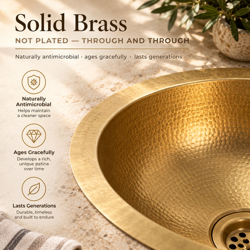 Handcrafted Hammered Brass Oval Sink – Unlacquered Moroccan Basin
