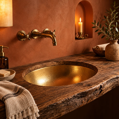 Handcrafted Hammered Brass Oval Sink – Unlacquered Moroccan Basin