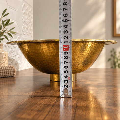 Handcrafted Hammered Brass Oval Vessel Sink for Bathroom Vanity