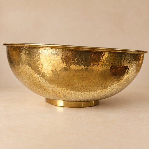 Handcrafted Hammered Brass Round Vessel Sink