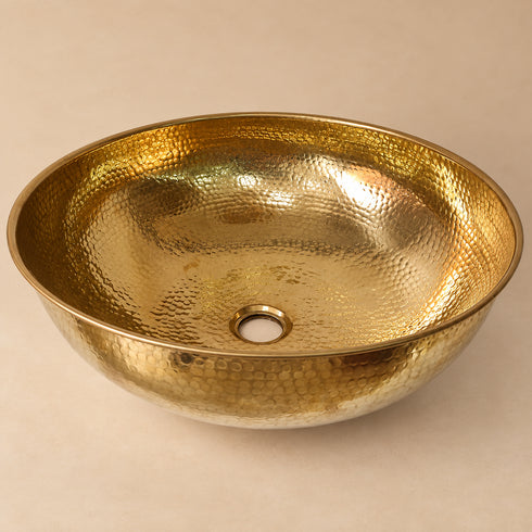 Handcrafted Hammered Brass Round Vessel Sink