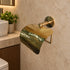 Handcrafted Hammered Brass Toilet Paper Holder – Wall-Mounted Bathroom Tissue Roll Holder with Curved Protective Cover