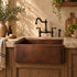 Handcrafted Hammered Copper Farmhouse Apron-Front Kitchen Sink