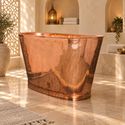 Handcrafted moroccan Hammered Copper Freestanding Soaking Bathtub