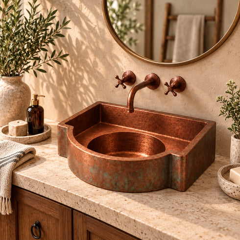 Handcrafted Hammered Copper Wall Sink Collection – Small, Medium & Large