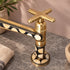 Handcrafted Moroccan Brass Bridge Faucet with Black & Ivory Inlay