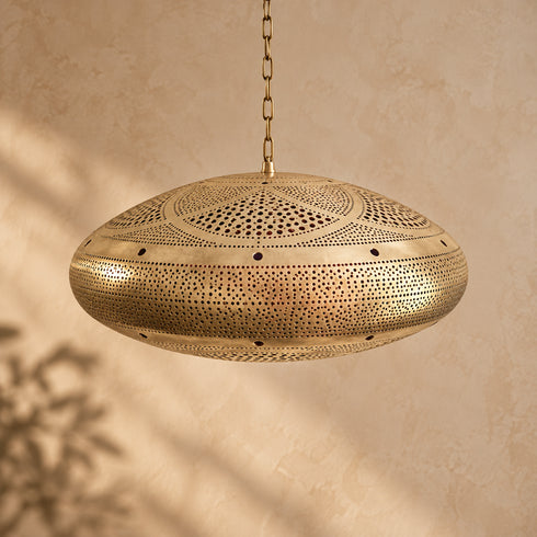 Handcrafted Moroccan Brass Pendant Light – Pierced Metal Ceiling Lamp