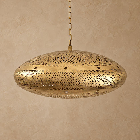 Handcrafted Moroccan Brass Pendant Light – Pierced Metal Ceiling Lamp