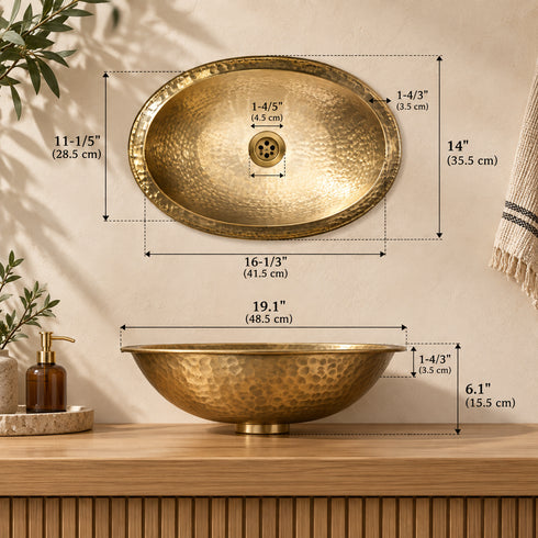 Handcrafted Moroccan Brass Sink & Faucet Set with Installation Accessories