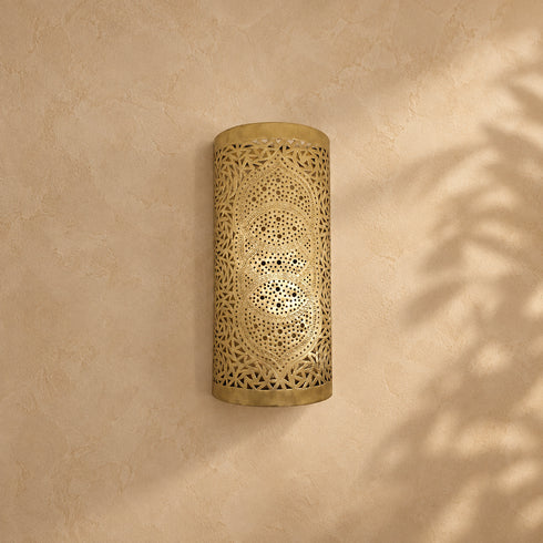 Handcrafted Moroccan Brass Wall Sconce – Pierced Decorative Metal Light