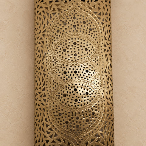 Handcrafted Moroccan Brass Wall Sconce – Pierced Decorative Metal Light