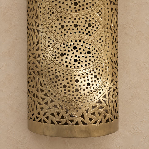 Handcrafted Moroccan Brass Wall Sconce – Pierced Decorative Metal Light