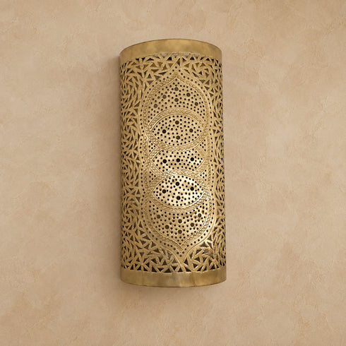 Handcrafted Moroccan Brass Wall Sconce – Pierced Decorative Metal Light