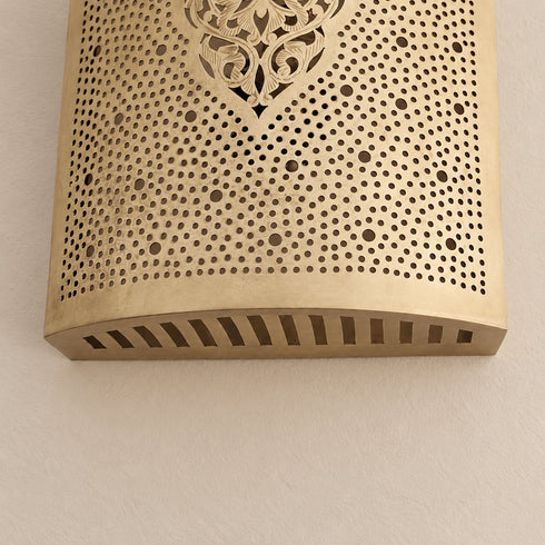 Handcrafted Moroccan Brass Wall Sconce – Pierced Metal Decorative Wall Light