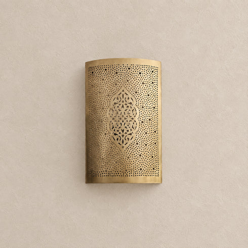 Handcrafted Moroccan Brass Wall Sconce – Pierced Metal Decorative Wall Light