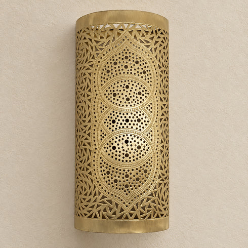 Handcrafted Moroccan Brass Wall Sconce – Pierced Metal Wall Light