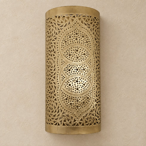 Handcrafted Moroccan Brass Wall Sconce – Pierced Metal Wall Light