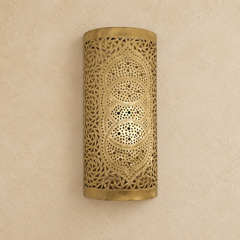 Handcrafted Moroccan Brass Wall Sconce – Pierced Metal Wall Light