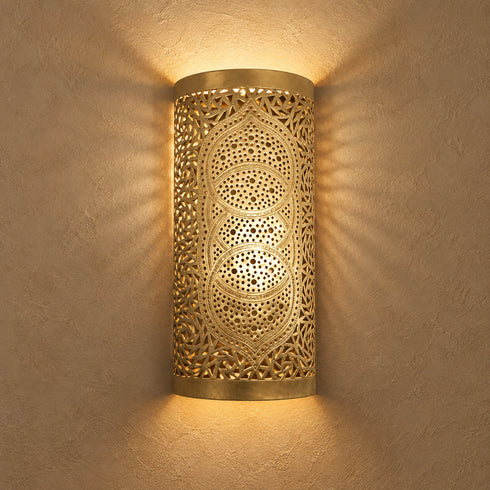 Handcrafted Moroccan Brass Wall Sconce – Pierced Metal Wall Light